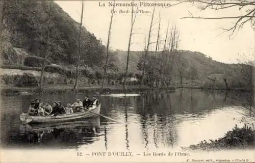 Ak Pont d'Ouilly Calvados, Die Ufer der Orne