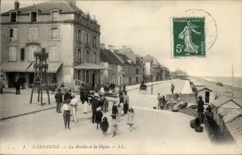 Ak Langrune Calvados, La Brèche und La Digue