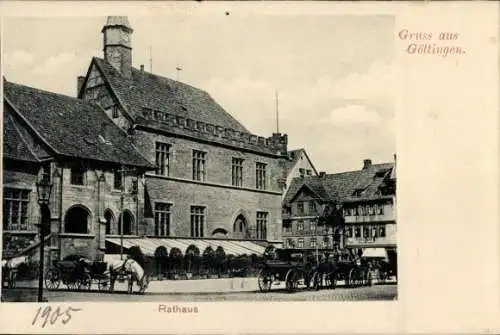 Ak Göttingen in Niedersachsen, Rathaus, Kutschen