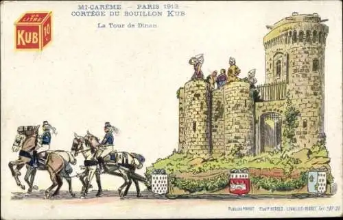 Künstler Ak Mi Carème, Paris 1913, Cortège du Bouillon Kub, La Tour de Dinan