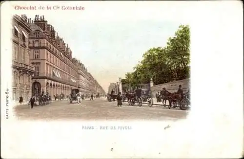 Ak Paris I Louvre, Rue de Rivoli, Chocolat de la Cie Coloniale