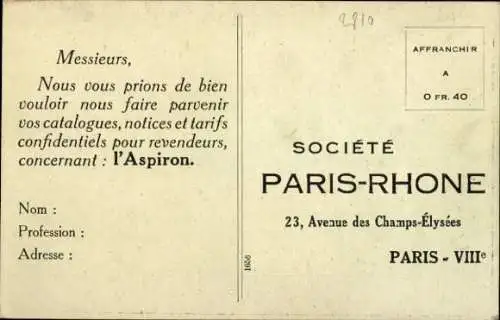 Ak Paris VIIIe Élysée, Fabriken der Gesellschaft von Paris und Rhone