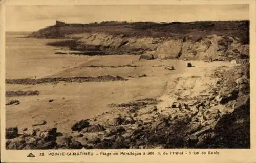 Ak Plougonvelin Finistère, Pointe de Saint Mathieu, Plage