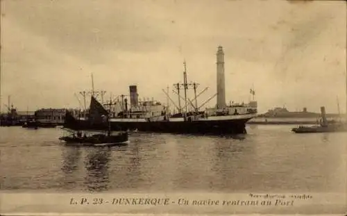 Ak Dunkerque Dunkerque Nord, Ein Schiff, das in den Hafen zurückkehrt
