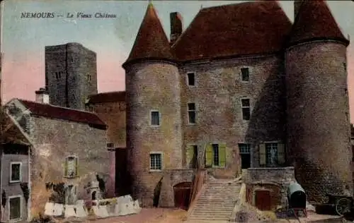 Ak Nemours Seine-et-Marne, Schloss