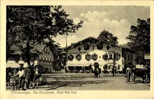 Ak Oberammergau Oberbayern, Hauptplatz, Hotel Alte Post