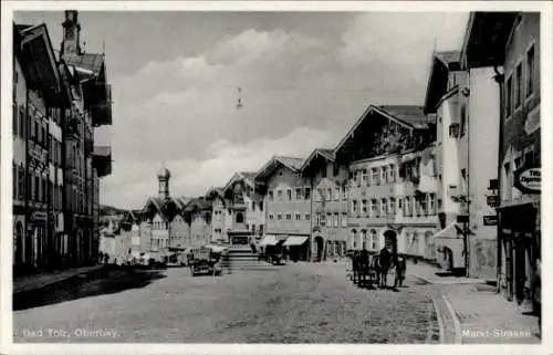 Ak Bad Tölz im Isartal Oberbayern, Marktstraße