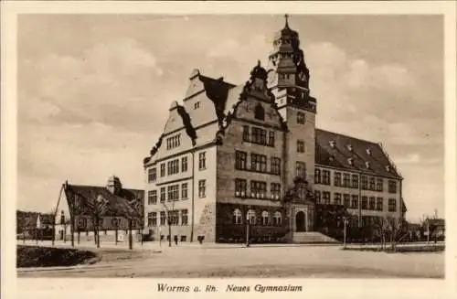 Ak Worms am Rhein, neues Gymnasium