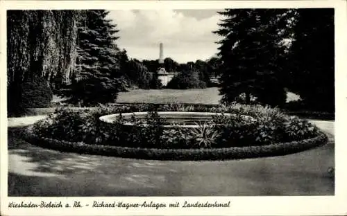 Ak Biebrich am Rhein Wiesbaden, Richard-Wagner-Anlagen, Landesdenkmal