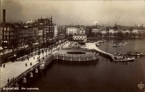 Ak Hamburg Mitte Neustadt, alter Jungfernstieg, Panorama