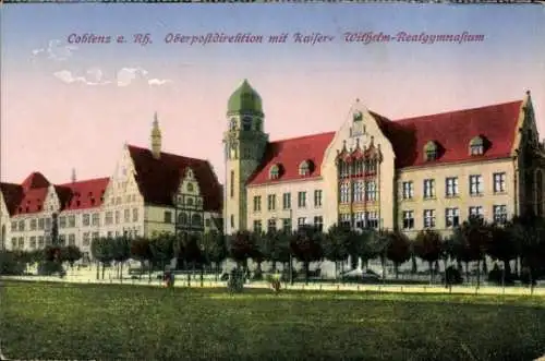 Ak Koblenz am Rhein, Oberpostdirektion, Kaiser-Wilhelm-Realgymnasium