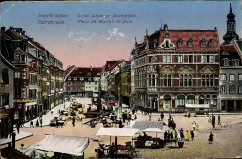 Ak St. Johann Saarbrücken im Saarland, St. Johanner Marktplatz