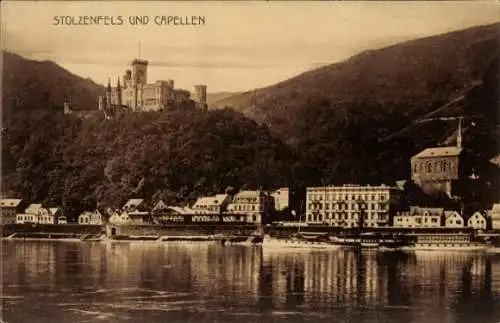 Ak  Kapellen Stolzenfels Koblenz, Teilansicht