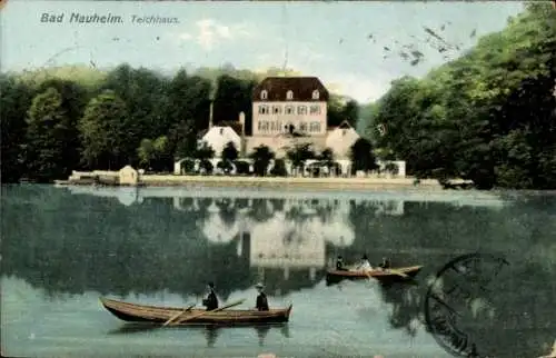 Ak Bad Nauheim in Hessen, Teichhaus, Ruderboote