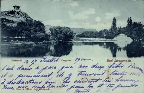 Mondschein Ak Bad Kreuznach in Rheinland Pfalz, Adlerhorst, Kurgarten