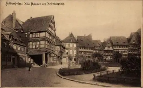 Ak Hildesheim in Niedersachsen, Andreasplatz, Alte Häuser