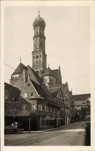 Ak Augsburg in Schwaben, St. Ulrichsmünster, Blick vom Milchberg
