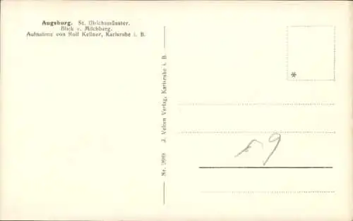 Ak Augsburg in Schwaben, St. Ulrichsmünster, Blick vom Milchberg