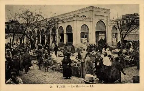 Ak Tunis Tunesien, Der Markt, Marktplatz