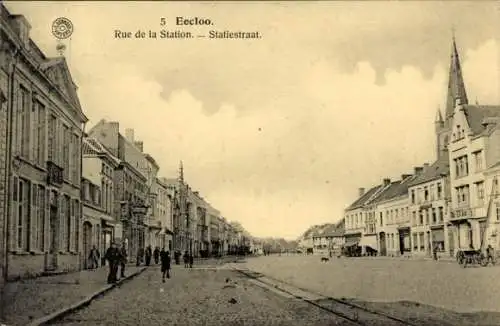 Ak Eecloo Eeklo Ostflandern, Rue de la Station, Statiestraat