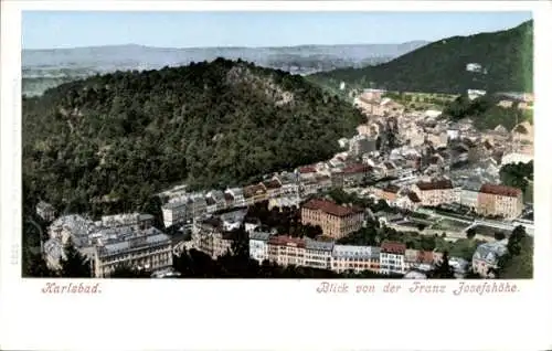 Ak Karlovy Vary Karlsbad Stadt, Blick von der Franz Josefshöhe