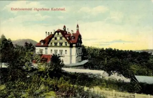 Ak Karlovy Vary Karlsbad Stadt, Etablissement Jägerhaus