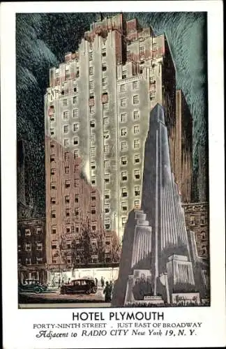 Ak New York, Vereinigte Staaten, Hotel Plymouth, 49th Street