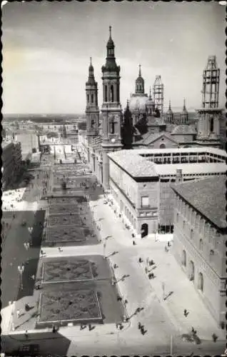 Ak Zaragoza Zaragoza Aragon, Quadratische Basilika Unserer Lieben Frau von der Säule