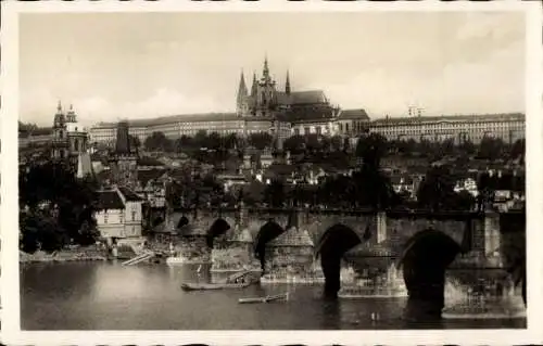 Ak Praha Prag Tschechien, Karlsbrücke und Hradschin