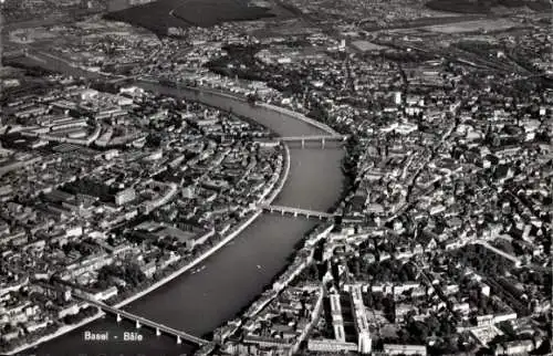 Ak Basel Stadt Schweiz, Fliegeraufnahme