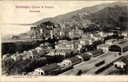 Ak Ventimiglia Liguria, Panorama, Bahnhof