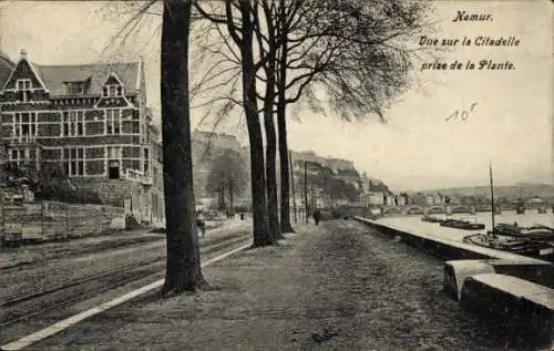 Ak Namur Wallonien, Vue sur la Citadelle prise de la Plante