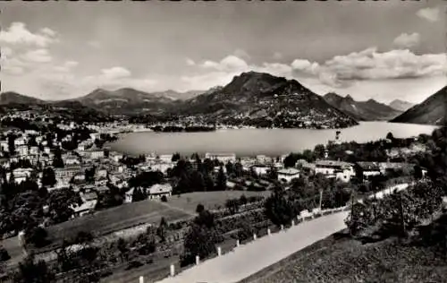 Ak Lugano Kanton Tessin, Totale mit dem Mount Bré und Paradiso