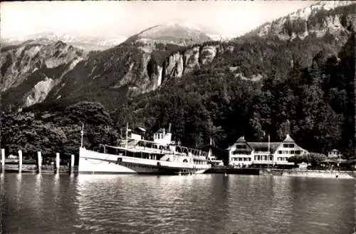 Ak Brienz Kanton Bern, Schiffstation und Hotel Kreuz