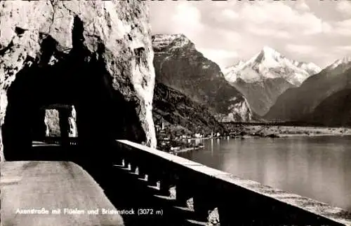 Ak Flüelen Kanton Uri Schweiz, Axenstraße und Bristenstock