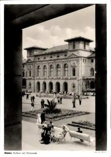 Ak Krynica Zdrój Polen, Kurhaus mit Promenade