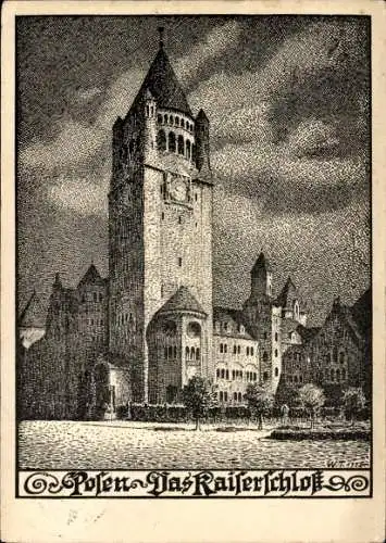 Künstler Ak Thiele, W., Poznań Posen, Kaiserschloss