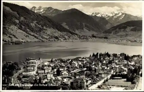 Ak Zell am See in Salzburg, Blick gegen die hohen Tauern, Totale