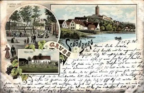 Litho Schönburg an der Saale Burgenlandkreis, Burg Schönburg, Neue Welt