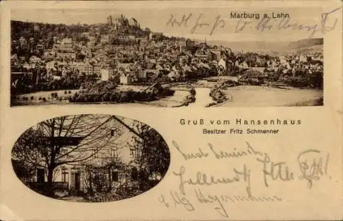 Ak Marburg an der Lahn, Hansenhaus, Bes. Fritz Schmenner