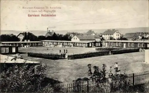 Ak Holzminden an der Weser, Gefangenenlager, Baracken-Kasernen III. Bataillons