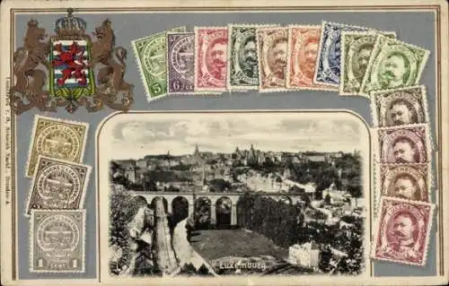 Passepartout Briefmarken Wappen Ak, Aquädukt