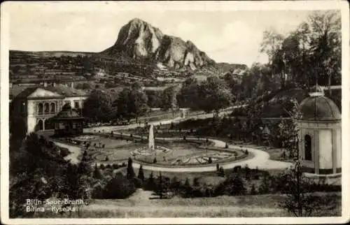 Ak Bílina Bilin Region Aussig, Sauerbrunn, Parkanlage