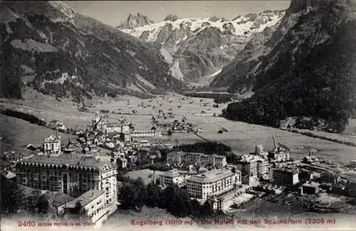 Ak Engelberg Kanton Obwalden Schweiz, Hotels mit den Spannörtern