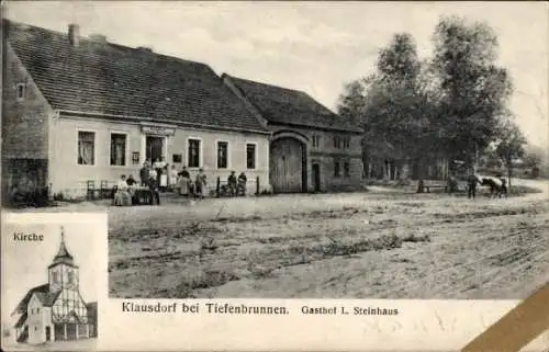 Ak Klausdorf Treuenbrietzen in Brandenburg, Kirche, Gasthof