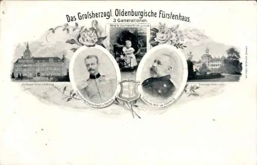 Ak Oldenburg im Großherzogtum Oldenburg, 3 Generationen im Oldenburgischen Fürstenhaus, Schloss