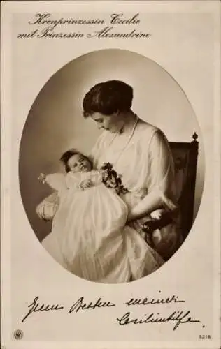 Ak Kronprinzessin Cecilie von Preußen, Prinzessin Alexandrine, Cecilienhilfe, NPG 5218