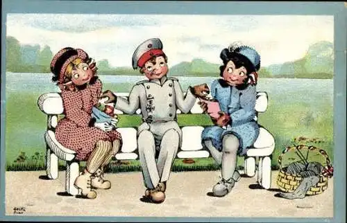 Set von 4 AK Künstler Gerta Ries