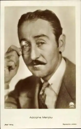 Ak Schauspieler Adolphe Menjou, Monokel Portrait