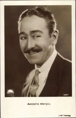 Ak Schauspieler Adolphe Menjou, Portrait, Iris Verlag